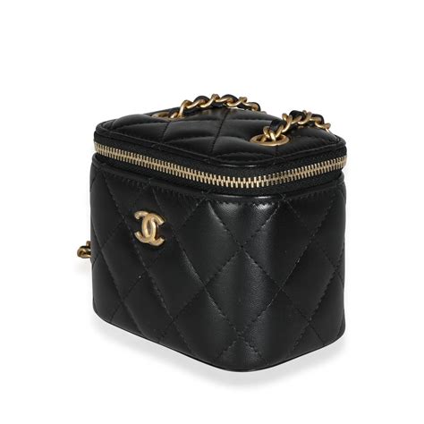 chanel black quilted lambskin pearl crush small box bag|Mini classic handbag, Lambskin & gold.